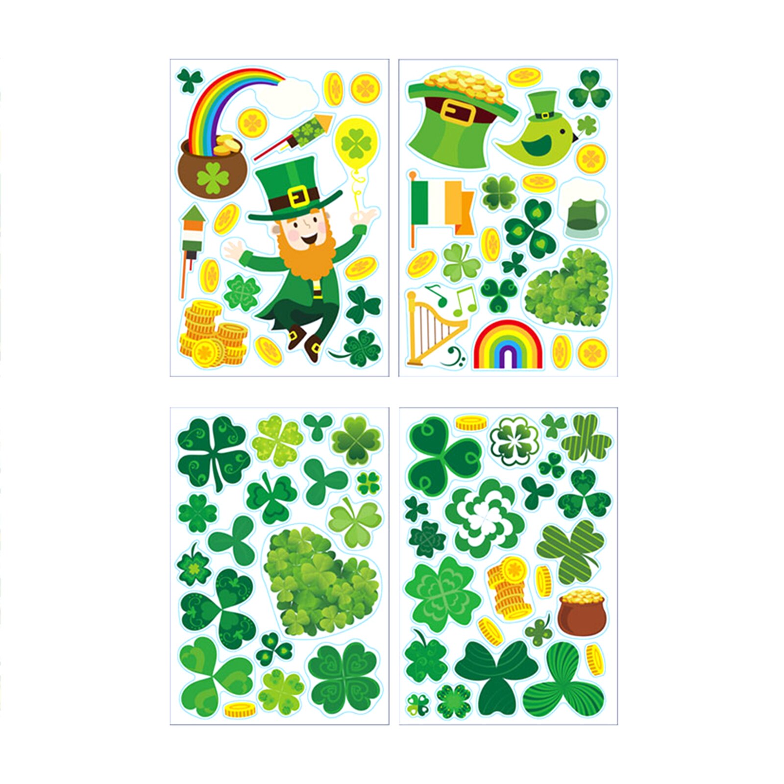 8pcs/Set St Patrick's Day Shamrock Decorations Wall Window Clings Decal Stickers Party Home Ornaments