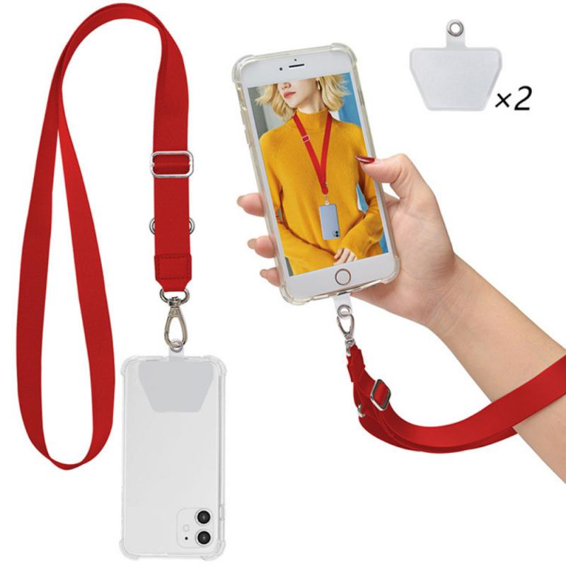 Phone Lanyard, Adjustable Detachable Neck Cord Lanyard Strap And Phone Safety Tether For All Phones And Case Combination: red