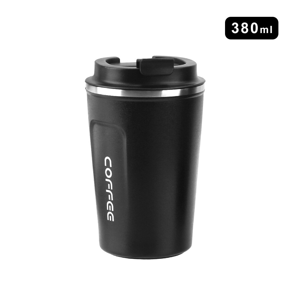 380/510ml resor termokopp bil termos mugg dubbel rostfritt stål 304 kaffemugg läckagesäker termosmugg för: 380ml svarta