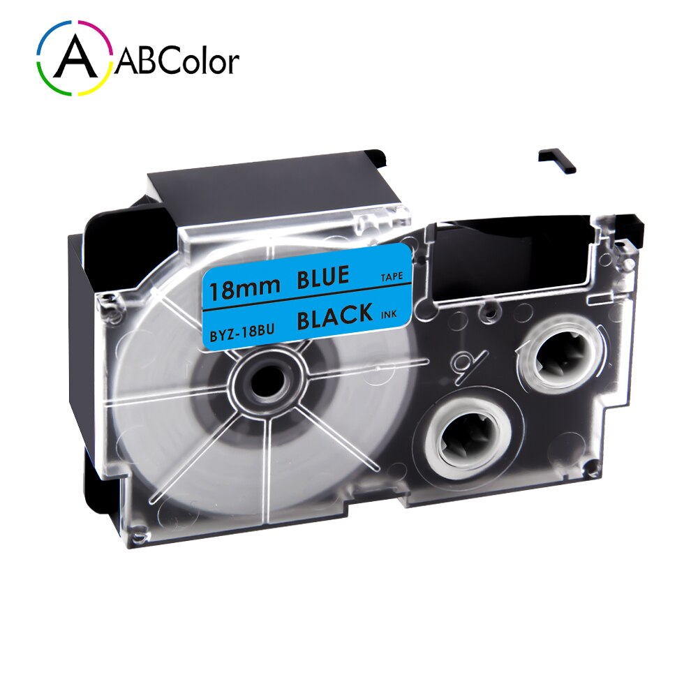 16 Colors XR-18X XR-18WE Labels For CASIO 18mm XR-18X XR-18YW Tape Label Cartridges For CASIO KL-130 KL-120 KL-430 Label Maker: Black on Blue