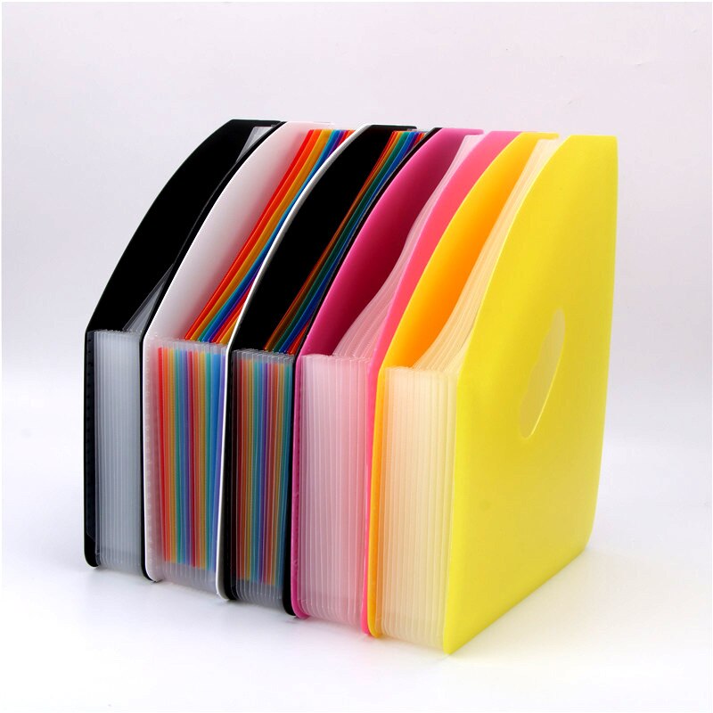 Erectable expanding wallet Rainbow Folder Document Manager Folder Assistance Office 12-Grid Pack File folder A4: yellow-color