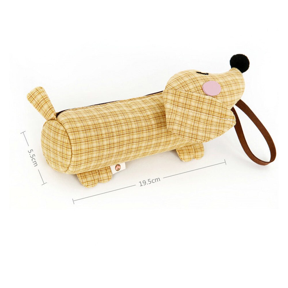 Tegneserie patch gravhund hund blyant taske kawaii papirvarer penalhus stor kapacitet kosmetik taske studerende brevpose