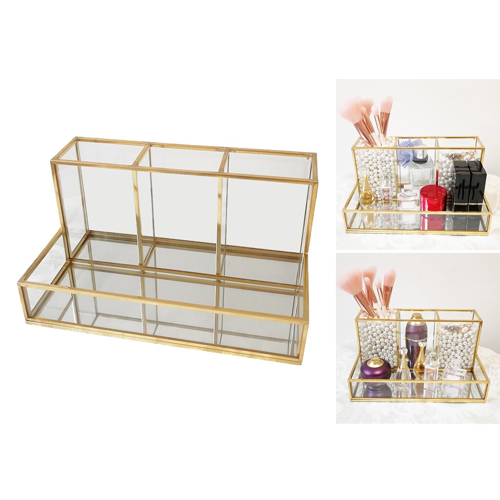 Beauty Clear Makeup Brush Pen and Pencil Holder - 4 Grid to Hold Makeup Brushes, Lipsticks, Eyebow and Lipstick