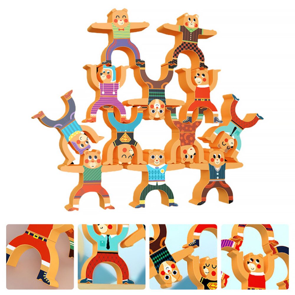 1 Set Wooden Stacking Balance Game Toys Interactive Playthings for Kid