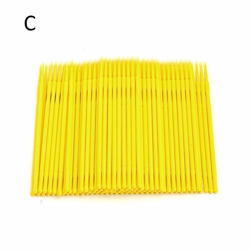 100 stks/zak Wegwerp Micro Borstel Wimpers Extension Wattenstaafje Pro Micro Borstel Individuele Lash Verwijderen Voor Wimper Extensions Tools: Deep Yellow (L)