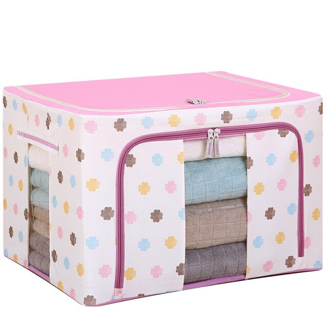 Foldable Oxford Cloth Steel Frame Storage Box Fabric Quilt Waterproof Tide Livingbox Closet Organizer Wardrobe Storage Organizer: Four Leaf Clover