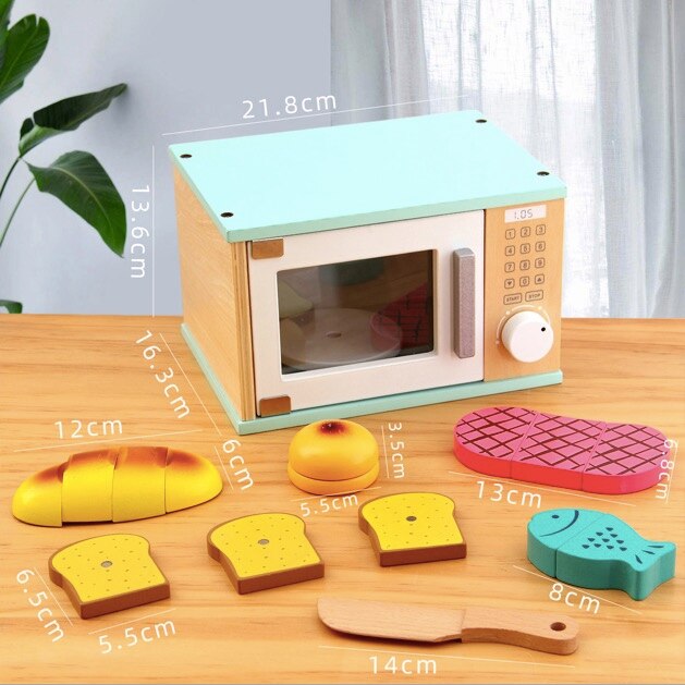 Montessori Educational Toys wooden kitchen toy accessories utensils play set for kids pretend toy play coffee toaster mixer