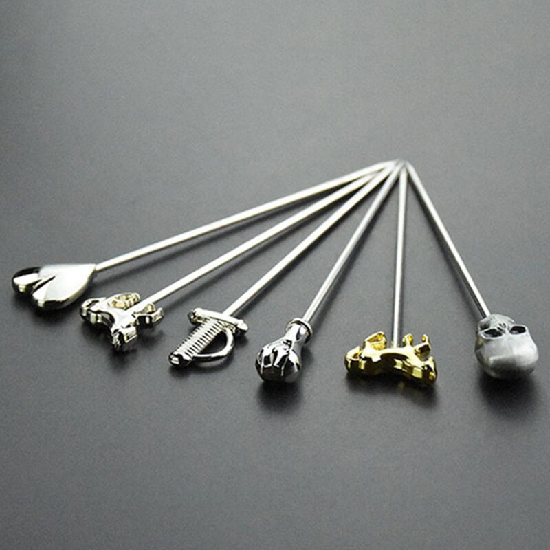 QuickDone 1PC Stainless Steel Cocktail Fork Sign Cocktail Needle Bar Party Props Skull Pattern Bar Accessories AKC5123