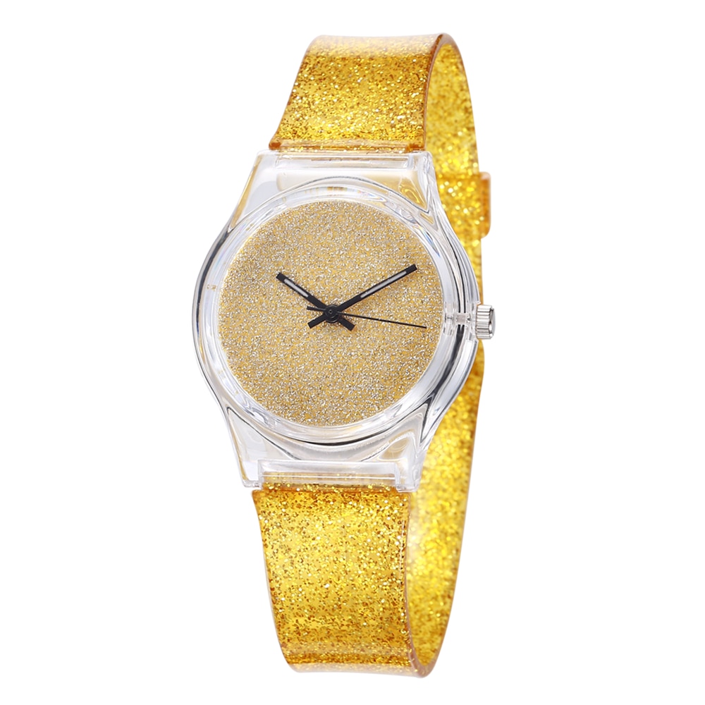 Montre à quartz transparente pour enfants, étanche, simple, couleur unie, brillante, pour garçons et filles, pour étudiants