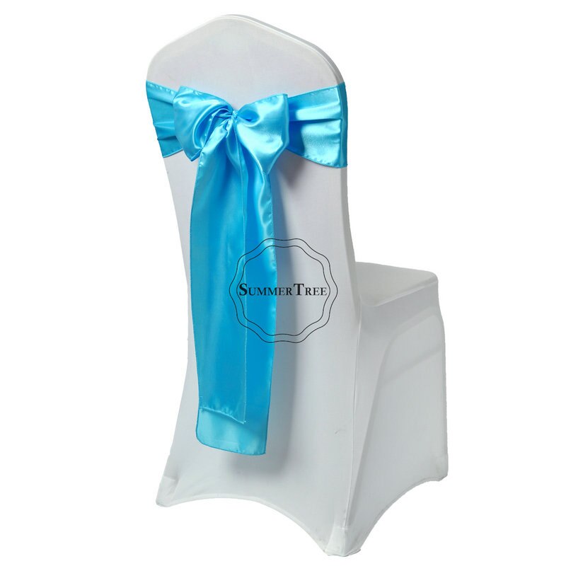 QeeFop Set van 50 beige satijnen stoelhoezen, decoratieve