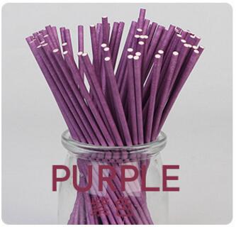 100 stk/lot godteri farget papir slikkepinner for cake pops candy popcake pinne 10*3.5cm hjemmebakst gyh: Lilla