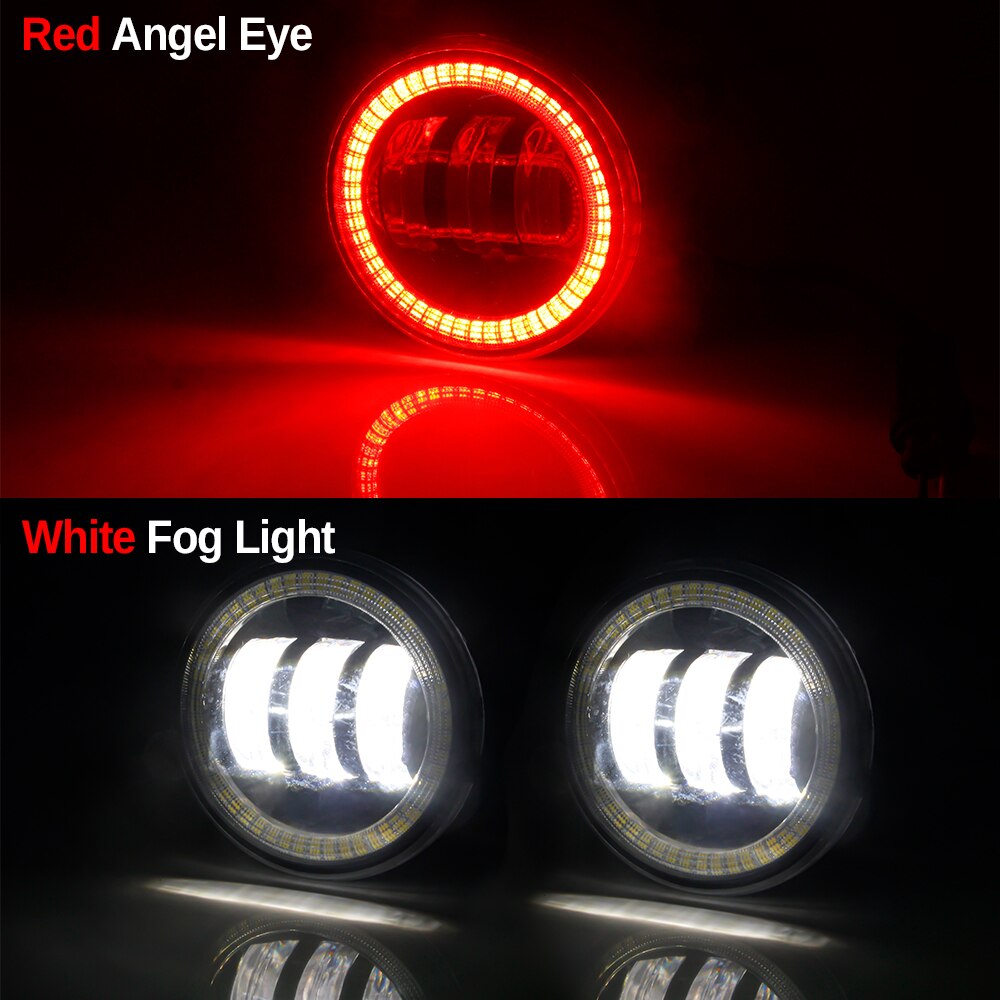 2 Pieces Angel Eye Fog Light For Suzuki Grand Vitara Jimny Swift SX4 Splash Alto Ignis Car LED Lens DRL Fog Daytime Running Lamp: Red and White