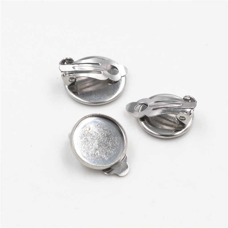 12 Mm 10 Stks/partij Rvs Materiaal Oor Clips, Rvs Earring Base Cameo Bezels Lade Voor Sieraden Benodigdheden