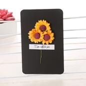 Tørre blomsterkort bursdagskort for jente barn kone mann bursdagskake gratulasjonskort postkort kort: Solsikke 3