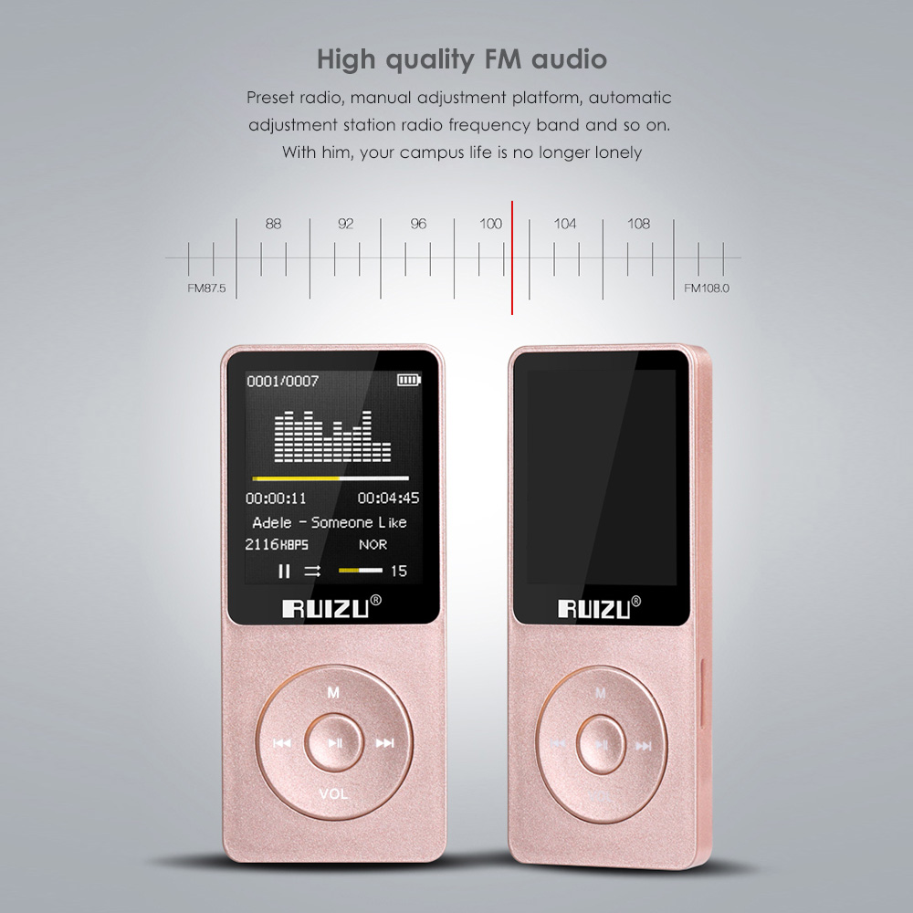 Lecteur de musique 100% Original RUIZU X02 version anglaise ultra-mince lecteur MP3 avec 8 go de stockage jouer 80h Radio Fm E-Book