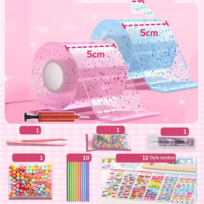 Pegamento Nano PET para amasar música, burbujas que soplan, juego completo de Nano cinta, pasta de doble cara, juguetes de descompresión de burbujas, pegatina: Champán