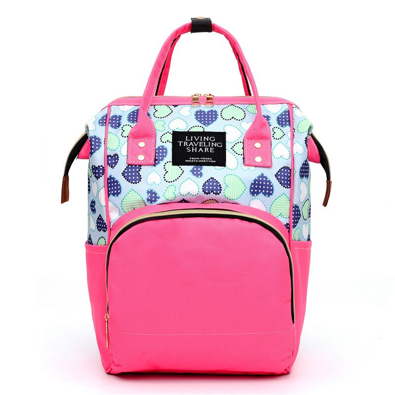 Style Multi-functional Diaper Bag Hand Diaper Bag Large WOMEN'S Bag Mommy Bag Contrast Color Backpack Women's: Pink Color