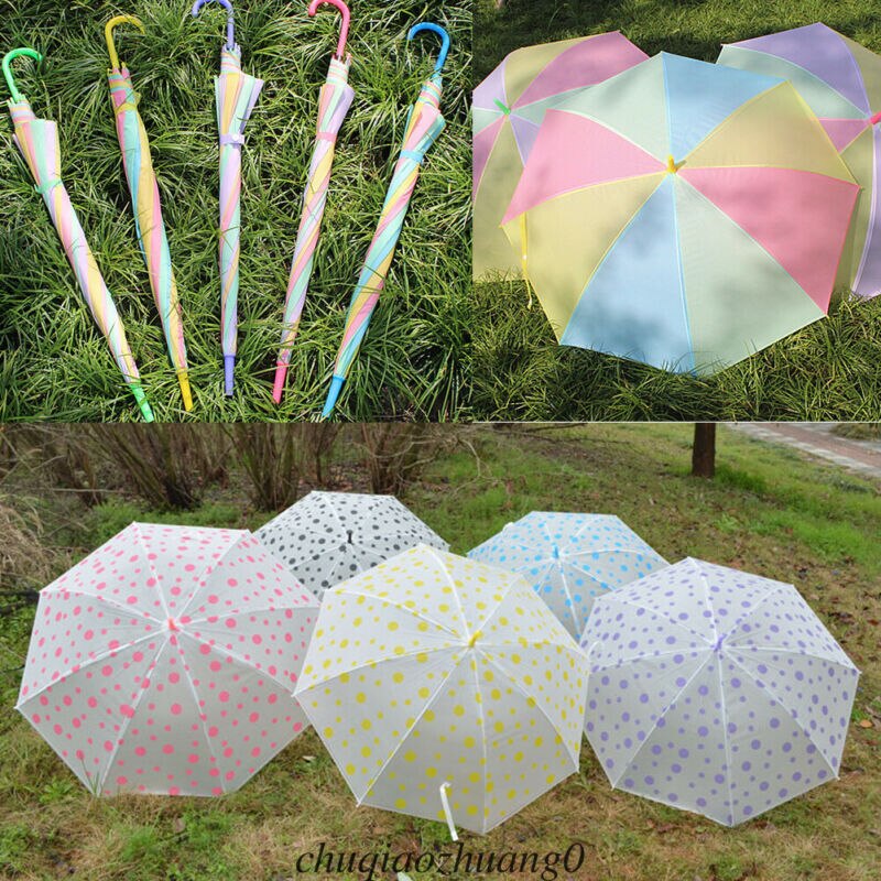 Paraplu Regenboog Dot Kleuren Anti-Uv Parasols Transparant Clear Regen Brolly