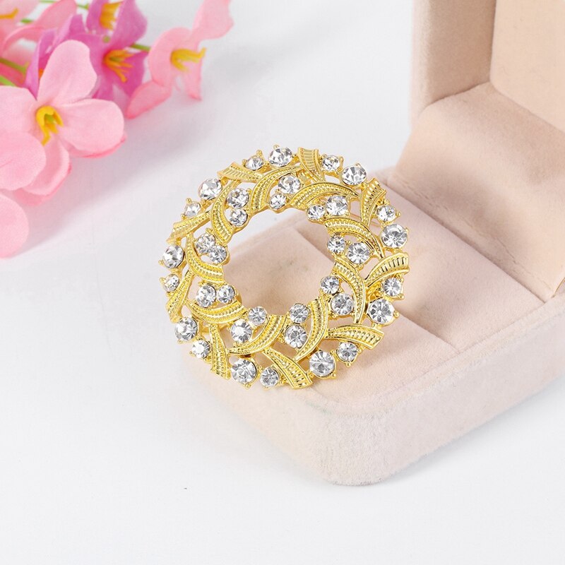12Pcs Rhinestone Butterfly Flower Wreath Scarf Buckle Brooch Pin Jewelry Set for Women