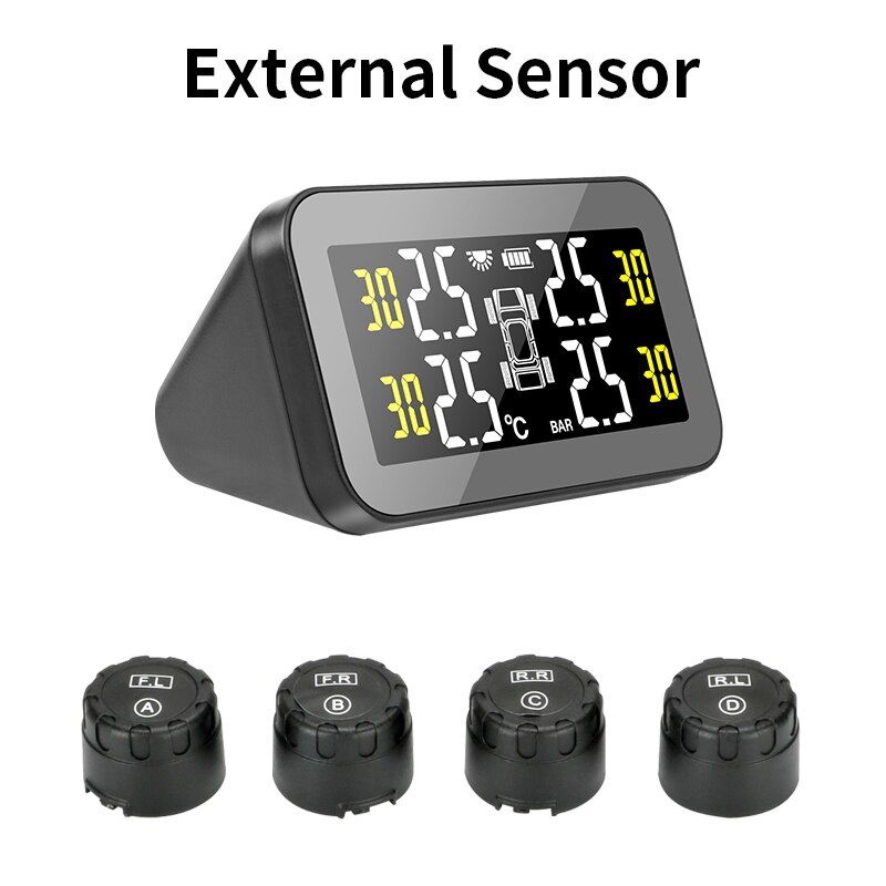 Jansite Tpms Grote Scherm Auto Bandenspanningscontrolesysteem Solar Power Auto Security Alarm 0.5-6Bar Tpms Sensor Voor sedan Auto: External sensors