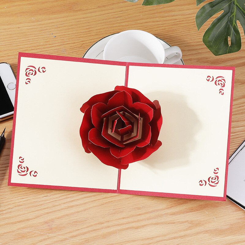 Valentine's Day Romantic Confession 3D Rose Greeting Cards Wedding Marriage Invitation Card Card