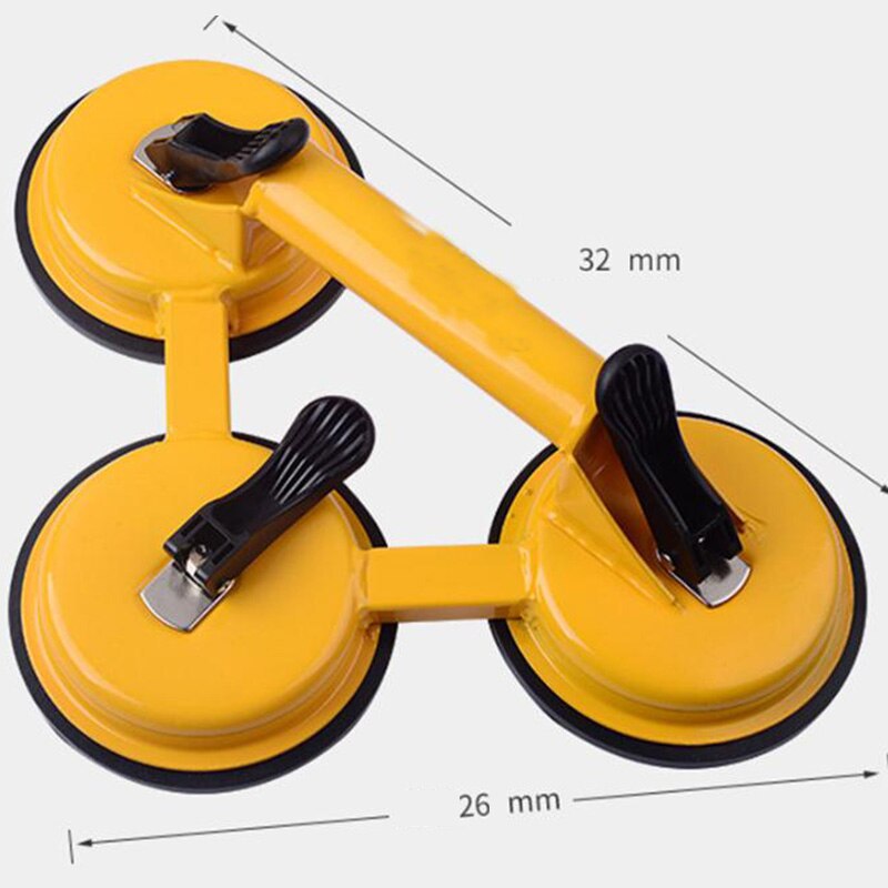 Ventosa de vacío de Triple garra de aleación de aluminio con almohadilla de succión de goma y asas Abs para azulejos de vidrio de bloqueo ligero Sucke