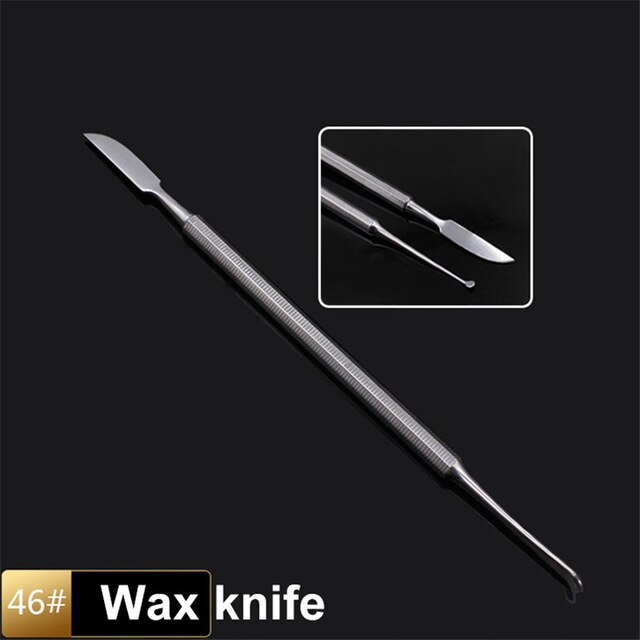 1pc dental spatel blandningskniv vax carver rostfritt stål dubbeländad komposit harts fyllning instrument vax skopa skulptering: Blå