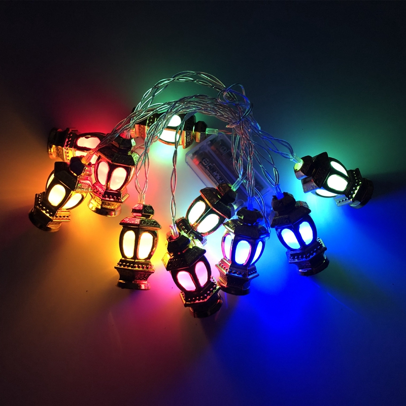 Ramadan Decoration Plastic Lantern Led String Lights Ramadan Kareem Decor Eid Mubarak Al-Fitr Eid Festival Party Supplies: Olive