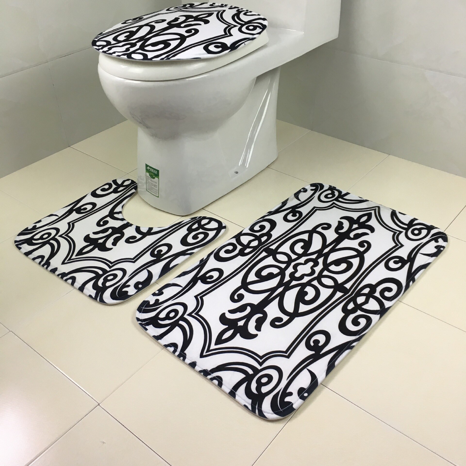 3Pcs/Set Bathroom Mats Non-Slip Carpets Zebra Pattern Mat Suede Water Absorbent Floor Rugs Bowl Toilet Cover Bath Decor Accessor: SY34