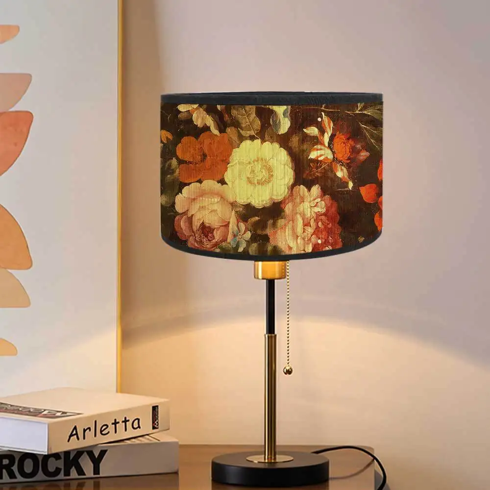 Nordische Trommel Lampen schirme Vintage Bambus Lampen abdeckung Blumen vögel Muster Tisch Stehlampen Pendel leuchte Cafe Home Homes tay Dekor