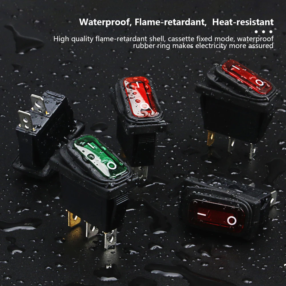 Interruptores de encendido y apagado para coche, dispositivo de 2/3 Pines, impermeable, balancín marino, LED, botón pulsador, KCD3