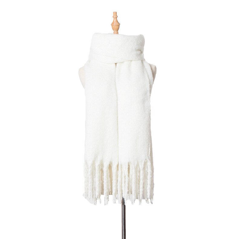 Warme Schals Herbst Und Winter Neue Stil Grob Tassled Kreis Sand Einfarbig Schal Schal von Dicken Schal Schal: Weiß