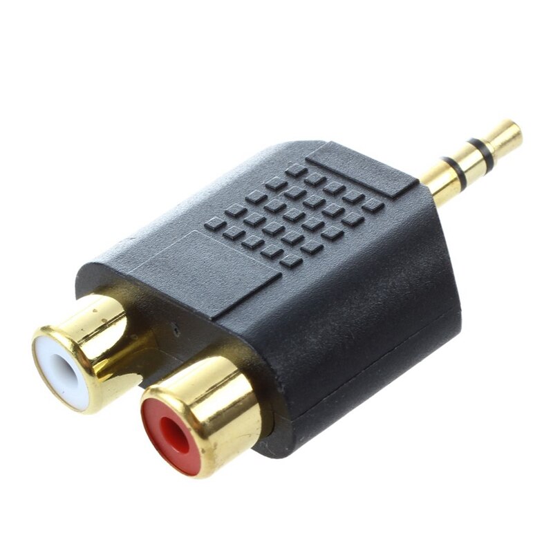 2x RCA Phono Female to 1x 3.5mm Male Jack Audio Adapter