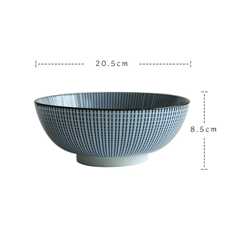 8 tum japansk ramen skål keramisk nudelskål rand stor soppskål restaurang hushåll retro skål servis: B
