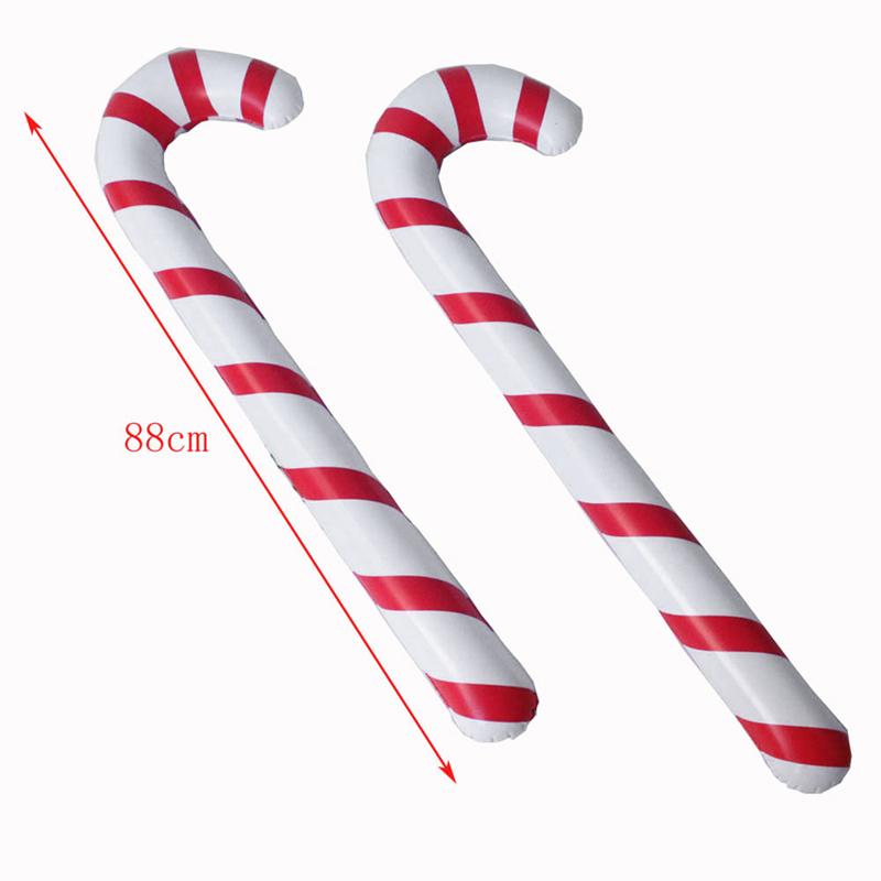 Kerst Inflatie Wandelstokken Streep Patroon 87Cm Xmas Party Supplies Kerst Krukken Voor Festival Opblaasbare Speelgoed