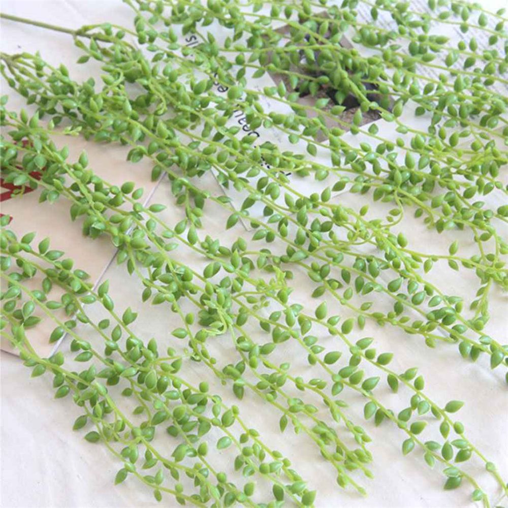 78cm Artificial String of Pearls Hanging Beads Lover Tears Artificial green Leaves Succulent Plant for Home Wedding Decoratio