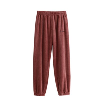 Pyjama en velours pour femme, pantalon en flanelle, intérieur, bain, corail, , printemps, hiver, 2022: Rouge