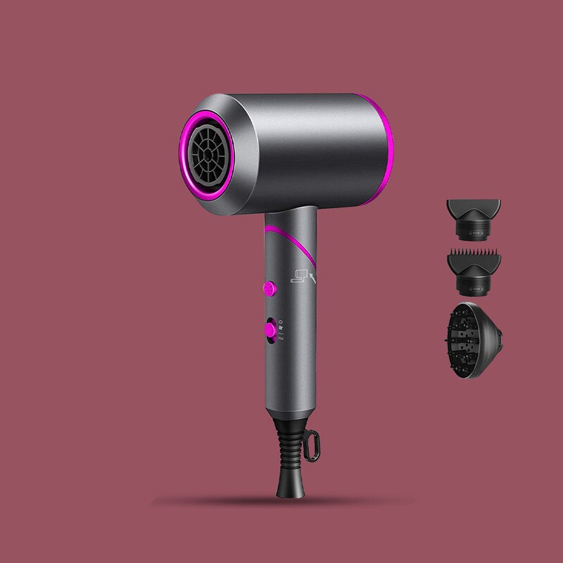 En Koude Lucht Föhn Met Verzamelen Nozzle En Diffusing Nozzle Styling Tool Voor Salon En Huishoudelijke Gebruik Opvouwbare handvat: Black / Au