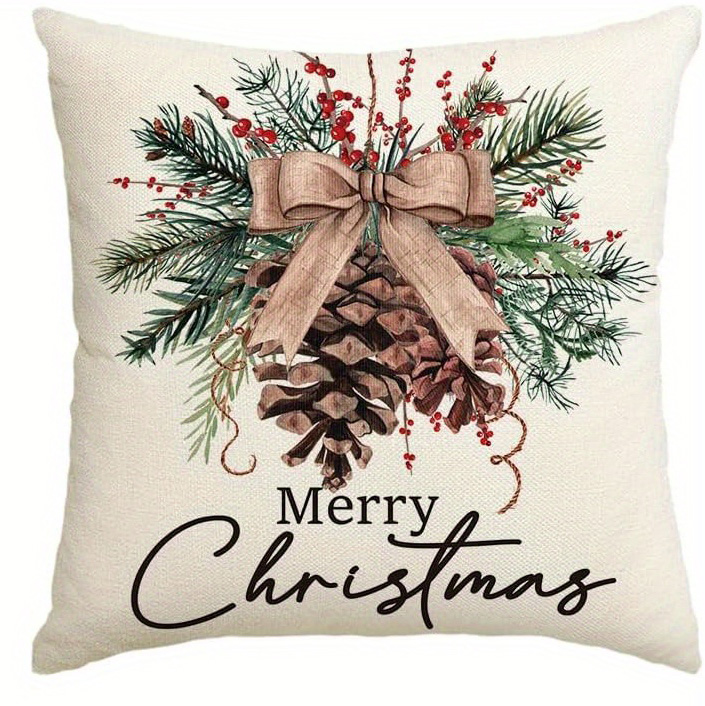 Home Decor Christmas & Winter Themed Pillow Covers Pattern Cushion Cover Suitable for Sofa Bedroom Car Pillow Cover: 470*1500mm / Red
