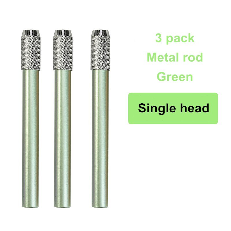 Single/double-end pencil extension set color lead charcoal sketch pencil extension rod metal/wood art student pencil extension: 3 pcs green
