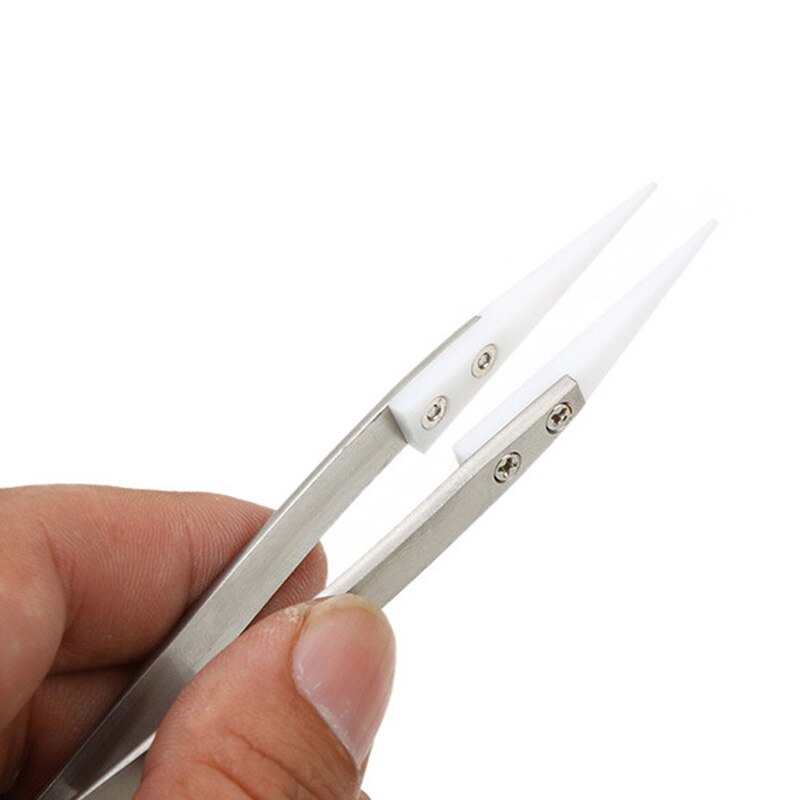 Professionele Rvs Keramische Pincet Hittebestendige Non Geleidende Keramische Wees Tip Diy Tool