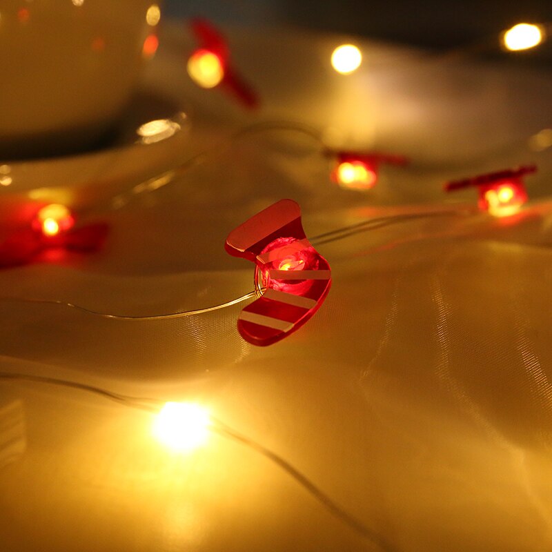 1 m 10 leds Rode Kerst schoenen led string lights Waterdicht koperdraad Kerst Guirlande Verlichting Voor Nieuwjaar Wedding decoratie