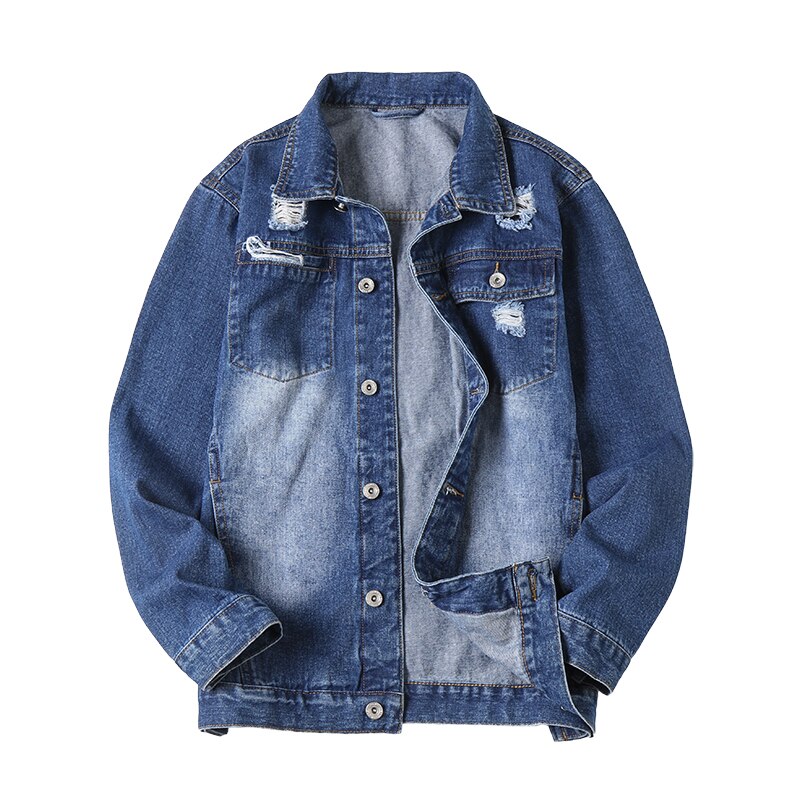 Plus Size 5XL 6XL 7XL Brand Men's Casual Denim Jacket 98% Cotton Ripped Hole Spring Autumn Jacket Male: L