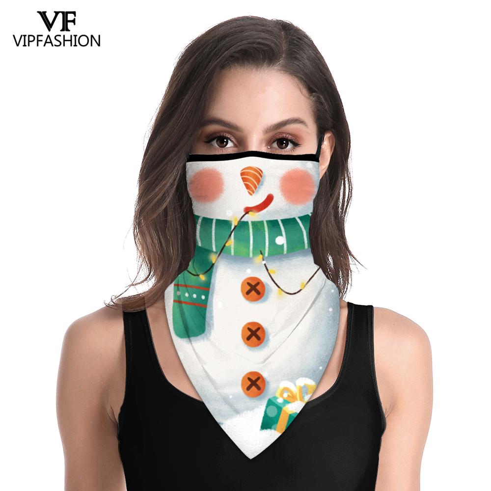 Vip Mode Volwassen Sneeuwpoppen Print Bandana Neck Half Masker Voor Gezicht Outdoor Christmas Party Driehoek Zijden Sjaal Voor Vrouwen