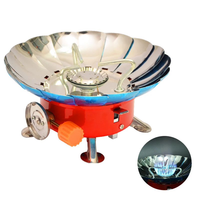 Portable Outdoor Picnic Windproof Foldable Camping Hiking Mini Stove Round Gas Pot Stove Camping Butane Stove Mini Gas Burner