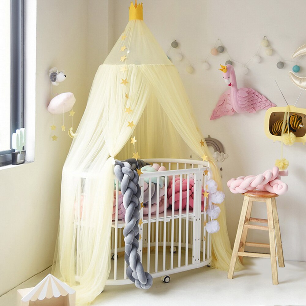 Urijk Lace Four Corner Student Canopy Bed Mosquito Net Four Open Dream Mosquito Net For Children Girls Hanging Round Baby Kids