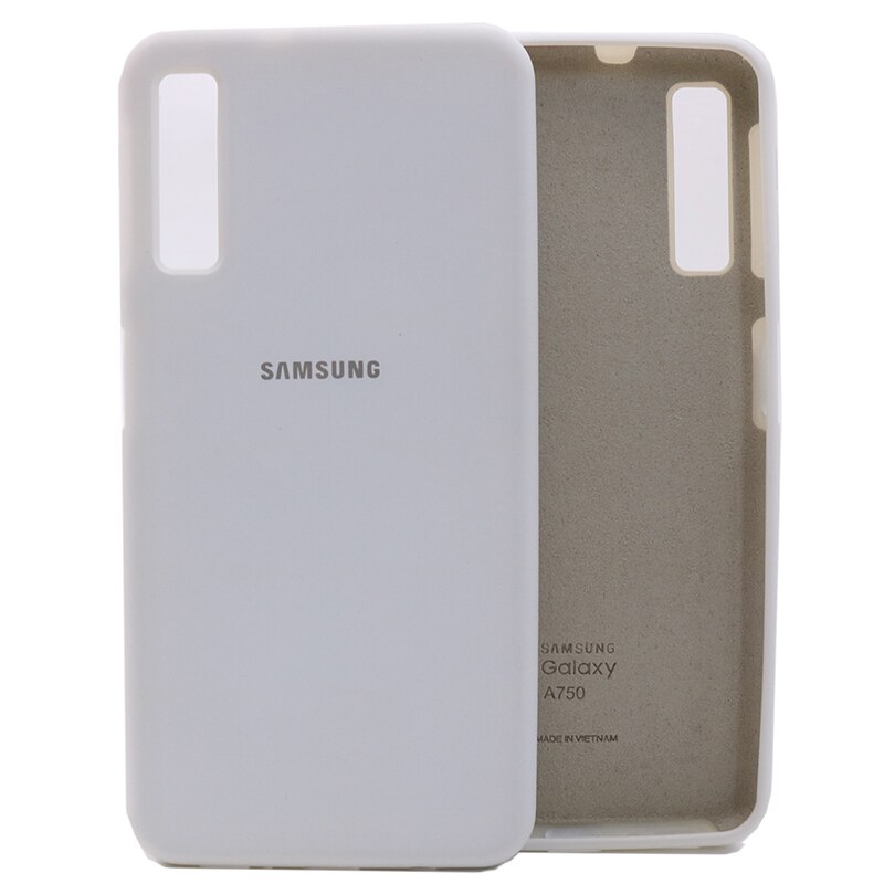 Original Samsung A7 A750 Liquid Silicone Soft Protection Back Case Soft TPU Cover For Galaxy A 7 A750F SM-A750F: White