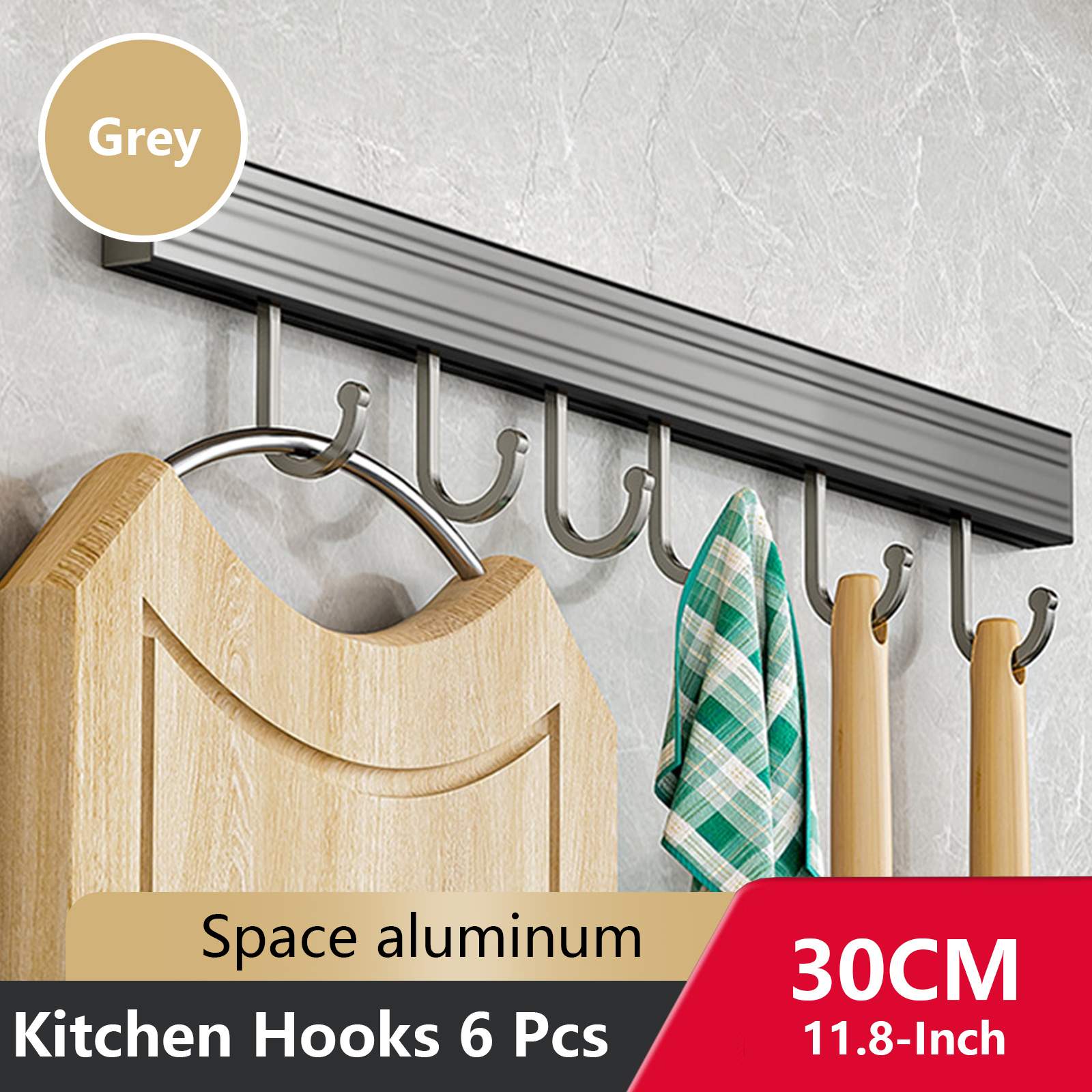 Wall Mounted Kitchen Hook Rack No-Punching Wall Hangers Rail Kitchen Utensils Rack Spoon Shovel Chopping Board Storage Rack: Lavender