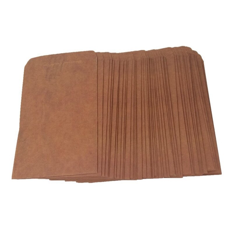 50pcs Retro Style Kraft Paper Envelops Postcard Invitation Letter Stationery Paper Bag Vintage Air Mail Envelope Brown: Default Title