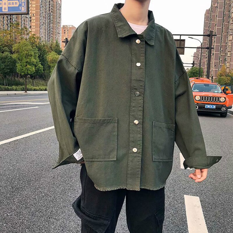 Menn jakker japansk stil last jakke herre høst løs ulzzang denim årgang student trendy fast uformelt enkel alle-kamp topp